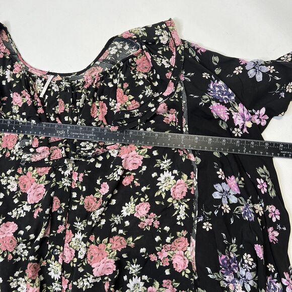FREE PEOPLE Loretta Floral Printed Tunic Blouse with Frill Size Small Oversized - Picture 6 of 7